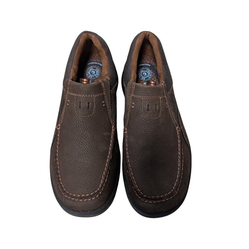 Nunn Bush Men’s Dark Brown Leather Slip On Moc Toe Comfort Loafers Shoes Size 9M